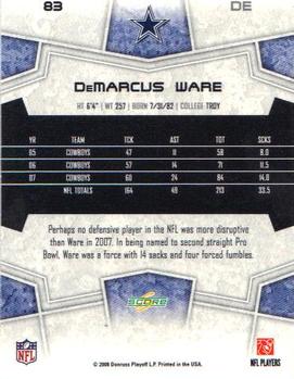 2008 Score #83 DeMarcus Ware Back