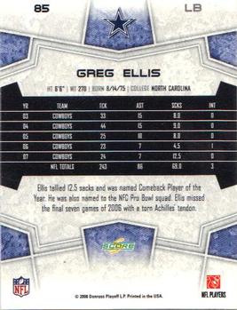 2008 Score #85 Greg Ellis Back