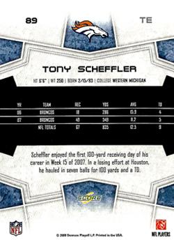 2008 Score #89 Tony Scheffler Back