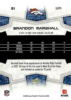2008 Score #91 Brandon Marshall Back