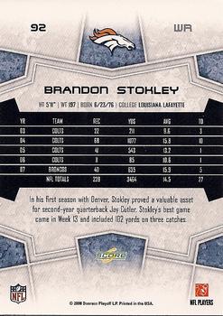 2008 Score #92 Brandon Stokley Back