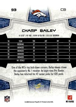 2008 Score #93 Champ Bailey Back