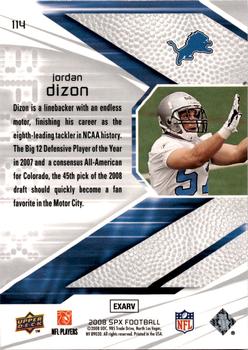 2008 SPx #114 Jordon Dizon Back