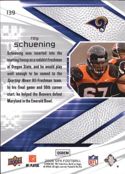 2008 SPx #139 Roy Schuening Back