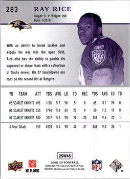 2008 Upper Deck #283 Ray Rice Back
