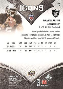 2008 Upper Deck Icons #70 JaMarcus Russell Back