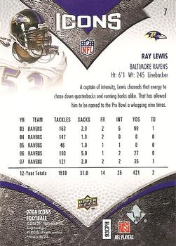 2008 Upper Deck Icons #7 Ray Lewis Back