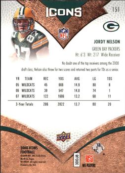 2008 Upper Deck Icons #151 Jordy Nelson Back