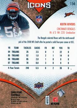 2008 Upper Deck Icons #156 Keith Rivers Back