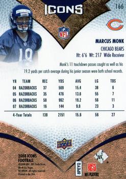 2008 Upper Deck Icons #166 Marcus Monk Back