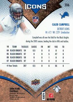 2008 Upper Deck Icons #206 Caleb Campbell Back