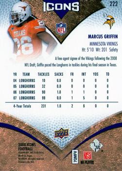 2008 Upper Deck Icons #222 Marcus Griffin Back