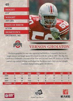 2008 Press Pass #40 Vernon Gholston Back
