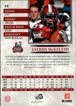 2008 Press Pass #44 Leodis McKelvin Back
