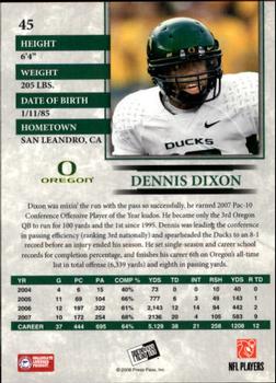 2008 Press Pass #45 Dennis Dixon Back