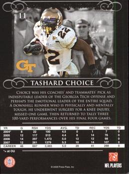 2008 Press Pass Legends #11 Tashard Choice Back