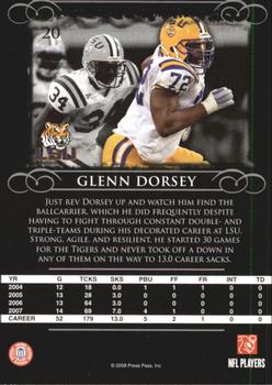 2008 Press Pass Legends #20 Glenn Dorsey Back