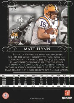 2008 Press Pass Legends #22 Matt Flynn Back