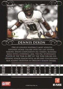 2008 Press Pass Legends #32 Dennis Dixon Back
