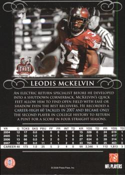 2008 Press Pass Legends #41 Leodis McKelvin Back