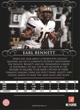 2008 Press Pass Legends #48 Earl Bennett Back