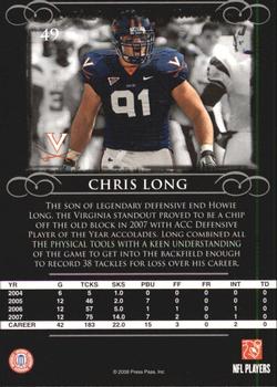 2008 Press Pass Legends #49 Chris Long Back