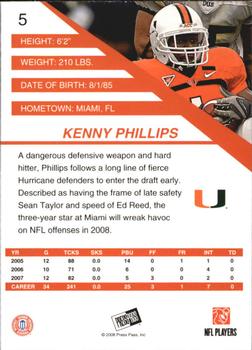2008 Press Pass SE #5 Kenny Phillips Back