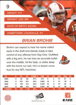 2008 Press Pass SE #9 Brian Brohm Back