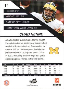 2008 Press Pass SE #11 Chad Henne Back