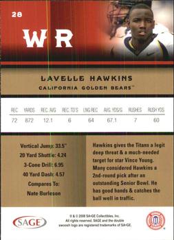 2008 SAGE #28 Lavelle Hawkins Back