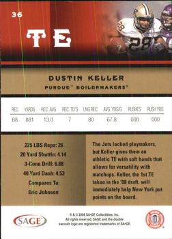 2008 SAGE #36 Dustin Keller Back