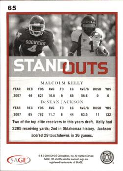 2008 SAGE HIT #65 Malcolm Kelly / DeSean Jackson Back