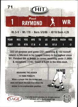 2008 SAGE HIT #71 Paul Raymond Back