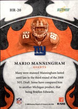 2008 Score - Hot Rookies #HR-20 Mario Manningham Back