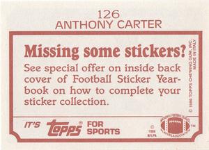1986 Topps Stickers #126 Anthony Carter Back