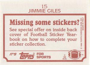 1986 Topps Stickers #15 Jimmie Giles Back