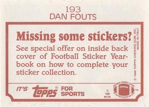 1986 Topps Stickers #193 Dan Fouts Back