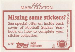 1986 Topps Stickers #222 Mark Clayton Back