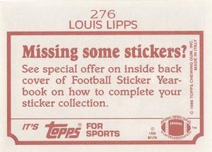 1986 Topps Stickers #276 Louis Lipps Back