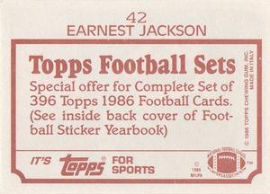 1986 Topps Stickers #42 Earnest Jackson Back