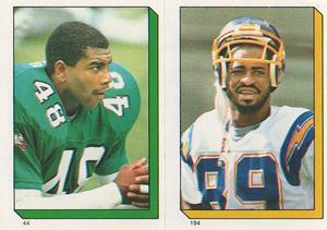 1986 Topps Stickers #44 / 194 Wes Hopkins / Wes Chandler Front