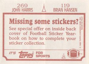 1986 Topps Stickers #119 / 269 Brian Hansen / John Harris Back