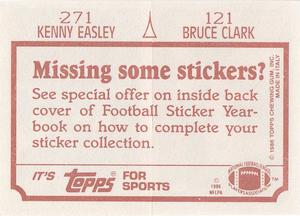1986 Topps Stickers #121 / 271 Bruce Clark / Kenny Easley Back