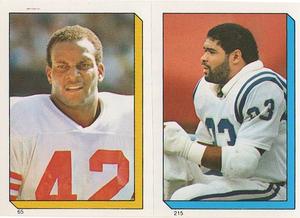 1986 Topps Stickers #65 / 215 Ronnie Lott / Cliff Odom Front