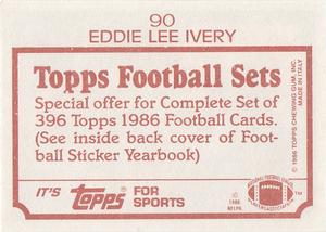 1986 Topps Stickers #90 Eddie Lee Ivery Back