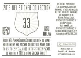 2013 Panini Stickers #33 New England Patriots Logo Back