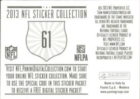 2013 Panini Stickers #61 Baltimore Ravens Logo Back