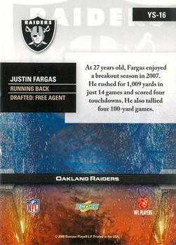 2008 Score - Young Stars #YS-16 Justin Fargas Back