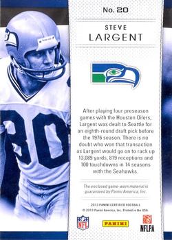 2013 Panini Certified - Fabric of the Game Team Die Cut #20 Steve Largent Back