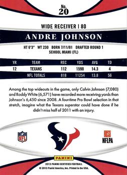 2013 Panini Certified - Mirror Red #20 Andre Johnson Back